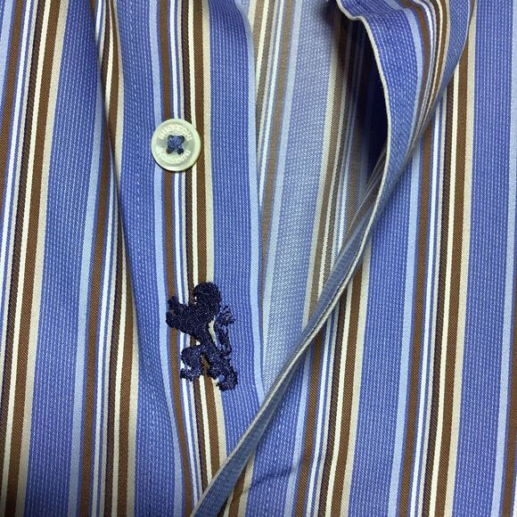 Bugatchi Uomo Men’s  Dress Shirt, Flip Cuff Blue Large - Picture 3 of 9